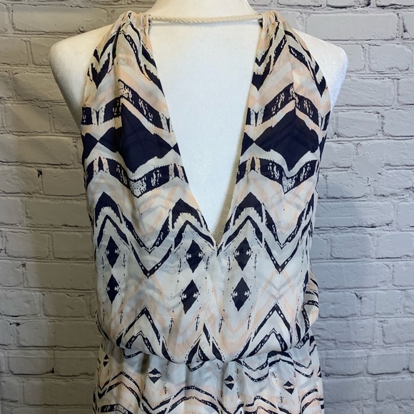 Parker Aztec Silk Maxi Dress with Tie Neck - M - Picture 7 of 10